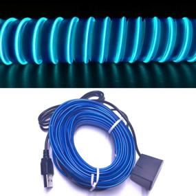 img 1 attached to 🚗 Enhance Your Car's Interior with El Wires Car Kit: 5m/16ft, Cold Light, Bright Neon Tube Circle Decoration (Blue, 5M)