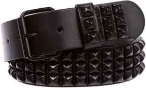 img 4 attached to 🤘 Punk Rock Star Metal Studs Leather Belt with Three Rows