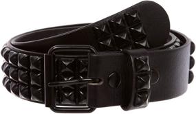 img 3 attached to 🤘 Punk Rock Star Metal Studs Leather Belt with Three Rows