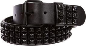 img 2 attached to 🤘 Punk Rock Star Metal Studs Leather Belt with Three Rows