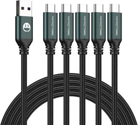 img 4 attached to 🔌 5-Pack 12-Inch Short USB Type-C Cable: Fast Charging, 3A Rapid Charger, Quick Cord | Braided Type C to A Cable for Galaxy S10, S20, S9, S8 Plus, a10e | Note 10, Note 9, Note 8 | LG V50, V40, G8, G7 (1-Foot, Green)