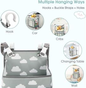 img 2 attached to 👶 Hanging Diaper Caddy Organizer - Gray Cloud, Nursery Storage Solution for Changing Table, Crib, Playard or Wall – Ideal Baby Shower Gift for Newborns