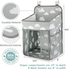 img 1 attached to 👶 Hanging Diaper Caddy Organizer - Gray Cloud, Nursery Storage Solution for Changing Table, Crib, Playard or Wall – Ideal Baby Shower Gift for Newborns