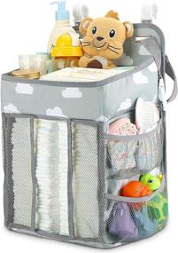 img 4 attached to 👶 Hanging Diaper Caddy Organizer - Gray Cloud, Nursery Storage Solution for Changing Table, Crib, Playard or Wall – Ideal Baby Shower Gift for Newborns