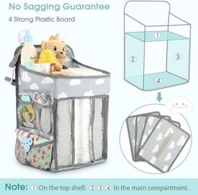 img 3 attached to 👶 Hanging Diaper Caddy Organizer - Gray Cloud, Nursery Storage Solution for Changing Table, Crib, Playard or Wall – Ideal Baby Shower Gift for Newborns