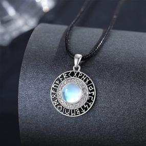 img 3 attached to 💫 Waysles Moonstone Necklace: Celtic Nordic Amulet for Good Luck & Protection - 925 Sterling Silver Norse Viking Runes Round Pendant Jewelry for Women, Teens & Girls