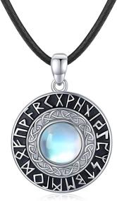 img 4 attached to 💫 Waysles Moonstone Necklace: Celtic Nordic Amulet for Good Luck & Protection - 925 Sterling Silver Norse Viking Runes Round Pendant Jewelry for Women, Teens & Girls