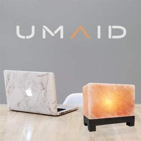 img 2 attached to 🔮 UMAID Authentic Natural Himalayan Salt Lamp: Stylish Hand-Carved Pink Crystal Rock Salt with Wood Base & Dimmer Cord