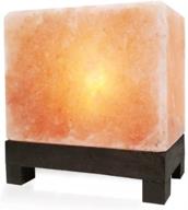 🔮 umaid authentic natural himalayan salt lamp: stylish hand-carved pink crystal rock salt with wood base & dimmer cord логотип