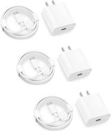 🔌 iphone 13 fast charger set: 3-pack usb wall adapter plug block with mfi certified lightning cable for iphone 12/12 pro/max/11/11 pro/xs/max/xr/8/8 plus/se, ipad mini/pro/air logo