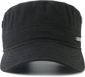 img 1 attached to CACUSS Military Hat: 100% Cotton Fashion Cap for Men and Women - Adjustable Army Cadet Hat with Comfy Flat Top