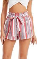 🩳 sweatyrocks ladies' elastic waist striped summer beach shorts for casual wear logo
