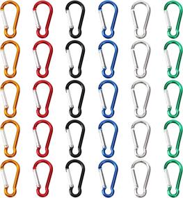 img 4 attached to 🔑 30pcs Mini Aluminum Carabiner Spring Clip Hook Keychain for Camping, Hiking, Fishing, Traveling, Backpack, Water Bottle (Color)