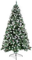 🎄 6 ft flocked snow christmas tree with pine cones - artificial xmas tree, 1000 branches for festive holiday decor logo