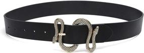 img 1 attached to 🐍 Stylish MORELESS Leather Belts for Women's Jeans with Striking Snake Buckle