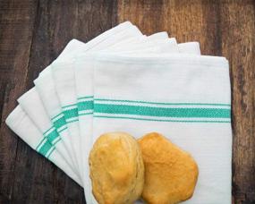 img 2 attached to 🍽️ Cotton & Calm Exquisitely Absorbent Kitchen Towels Dish Cloths Set: 12 Pack, 15" x 25" White with Green Stripes - Ideal for Home, Restaurant, Bar Use