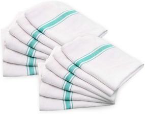 img 4 attached to 🍽️ Cotton & Calm Exquisitely Absorbent Kitchen Towels Dish Cloths Set: 12 Pack, 15" x 25" White with Green Stripes - Ideal for Home, Restaurant, Bar Use