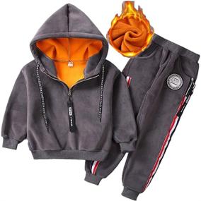 img 4 attached to 💥 Upgrade Your Boy's Style with Monvecle's Velour & Fleece Hoodie Tracksuit Set