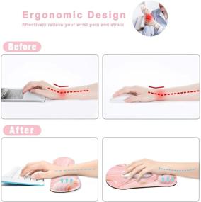 img 1 attached to 💖 Memory Foam Ergonomic Keyboard Wrist Rest and Mouse Wrist Rest Support Set with Non-Slip Rubber Base - Pink Marble Design for Office and Gaming, Easy Typing & Pain Relief