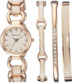 img 4 attached to 🌸 Женский набор часов и браслета Anne Klein Premium с кристаллами, розовым золотом и бледно-розовым цветом AK/1952RGST