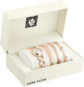 img 3 attached to 🌸 Женский набор часов и браслета Anne Klein Premium с кристаллами, розовым золотом и бледно-розовым цветом AK/1952RGST