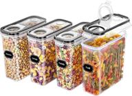 🥣 cereal containers storage | airtight food storage container with lid | 4-pack [2.5l/85.4oz] | kitchen & pantry organization | bpa-free clear plastic canister | ideal for snacks & sugar | includes 20 labels & marker логотип