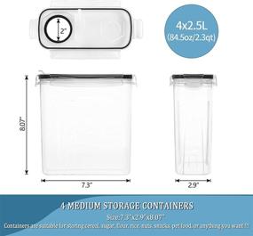 img 3 attached to 🥣 Cereal Containers Storage | Airtight Food Storage Container with Lid | 4-Pack [2.5L/85.4oz] | Kitchen & Pantry Organization | BPA-Free Clear Plastic Canister | Ideal for Snacks & Sugar | Includes 20 Labels & Marker