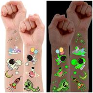 🚀 partywind space party supplies: solar system luminous temporary tattoos for boys - space glow birthday party decorations favors for kids, space fake tattoos stocking stuffers accessories (pack of 10 sheets) logo