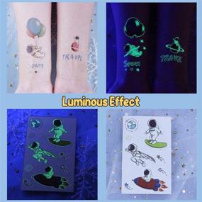 img 1 attached to 🚀 Partywind Space Party Supplies: Solar System Luminous Temporary Tattoos for Boys - Space Glow Birthday Party Decorations Favors for Kids, Space Fake Tattoos Stocking Stuffers Accessories (Pack of 10 Sheets)