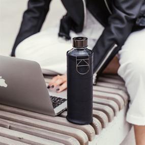 img 1 attached to 💧 EQUA 25 oz Borosilicate Glass Water Bottle – BPA-Free, Leak-Proof, with Stylish Faux Leather Sleeve