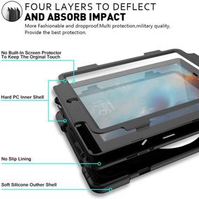 img 2 attached to 📱 ZenRich iPad 2/3/4 Case - Shockproof Heavy Duty Rugged Cover for 9.7-inch Tablet with Kickstand, Hand Strap, Shoulder Belt - Black