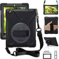 📱 zenrich ipad 2/3/4 case - shockproof heavy duty rugged cover for 9.7-inch tablet with kickstand, hand strap, shoulder belt - black logo