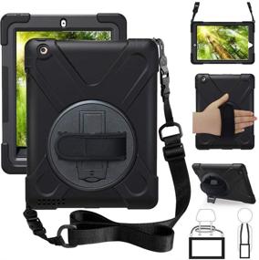 img 4 attached to 📱 ZenRich iPad 2/3/4 Case - Shockproof Heavy Duty Rugged Cover for 9.7-inch Tablet with Kickstand, Hand Strap, Shoulder Belt - Black