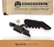 🍷 premium professional corkscrew wine bottle opener – black edition for wine lovers, sommeliers, waiters, and bartenders | coocouvaya wise products | eco-friendly pouch and packaging | 1 pack логотип