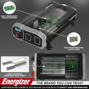img 1 attached to 💡 Ultimate Power Solution: Energizer 1500 Watts Car Inverter with AC Outlets, USB Ports, and Battery Cables - UL Certified