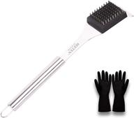 🔥 seeten grill brush and scraper with cleaning gloves – safe, strong 16 inch stainless steel brush, no wire bristles, great grill accessories gift logo