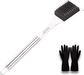 img 4 attached to 🔥 SEETEN Grill Brush and Scraper with Cleaning Gloves – Safe, Strong 16 inch Stainless Steel Brush, No Wire Bristles, Great Grill Accessories Gift