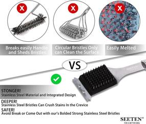 img 2 attached to 🔥 SEETEN Grill Brush and Scraper with Cleaning Gloves – Safe, Strong 16 inch Stainless Steel Brush, No Wire Bristles, Great Grill Accessories Gift