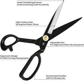 img 3 attached to 9-Inch Sewing Scissors - Professional Tailors Heavy Duty High Carbon Steel Blades for Fabric Leather Cloth Paper Sewing Dressmaking Tailoring Altering -Sharp and Right-Handed