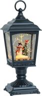 🎄 eldnacele christmas musical snow globe lantern snowman with 6h timer: festive usb/battery operated lighted water glittering lantern for adults and kids christmas centerpiece decoration logo
