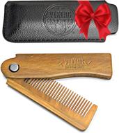 🧔 folding beard comb with carrying pouch for men – organic wood beard comb with gift box – green sandalwood comb for grooming & combing hair, beards, and mustaches by viking revolution logo
