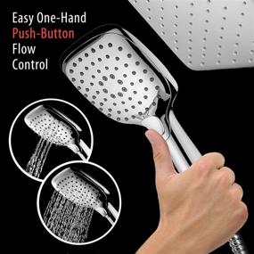 img 2 attached to 🚿 HotelSpa 10.5-in Rain Shower Head/Handheld Combo: Easy One-Hand Operation, Push-Button Flow Control, Low-Reach Bracket Included