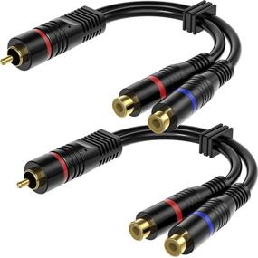 img 4 attached to 2 Pack RCA Male to Dual RCA Female Y Splitter Cable Stereo to Mono Adapter, 8 Inches Gold Plated Audio Cable Cord RFAdapter for Subwoofer Speaker - Enhanced SEO