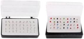 img 1 attached to 🎀 18 Pair Multicolored and Clear Studs Set with Nylon Posts - JOTW Combo (M-913 + R-2763)