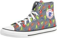 🦖 kids' chuck taylor all star dinosaur print high top sneaker by converse - unisex logo