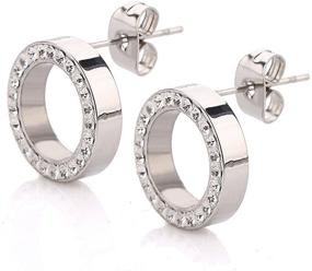 img 4 attached to Discover Women Circle Earrings: Gold-Plated Titanium Steel Classic Simple Cubic Zirconia Circle Stud Earrings, Nickel-Free | Ideal for Women & Girls (Model: F1777)