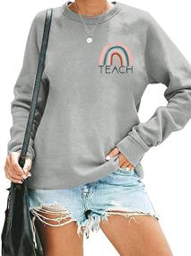 img 4 attached to Teacher Sweatshirt Rainbow Inspirational Pullover Outdoor Recreation