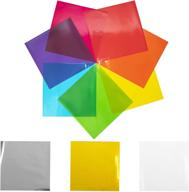 120 pieces of 8 x 8 inch cello sheets in 10 color varieties (includes silver & gold) - colored cellophane sheets for wrapping - transparent saran wrap - colorful cellophane wrap - cellophane paper wrap for gifts logo