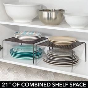 img 2 attached to 🗄️ mDesign Bronze Metal Square Kitchen Cabinet Organizer Shelves - Durable Steel, Non-Skid Feet, 2 Pack - Modern Storage Solution for Cabinets, Countertops, and Pantry