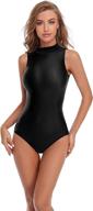 👗 speerise women's sleeveless mock neck dance leotard bodysuit - spandex material logo